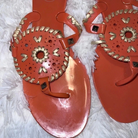 Jack Rogers Jelly Sandals size 8 Orange and Yellow / Gold Detail - Picture 4 of 5